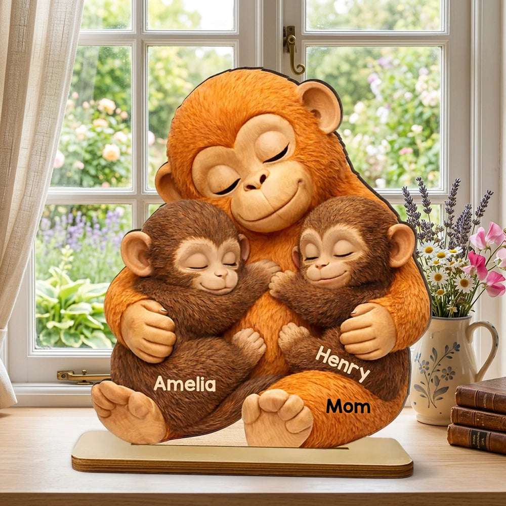 Personalized Monkey Family Figurine for Mom - Sentimental Home Decor Gift Plaque MagicInPrints