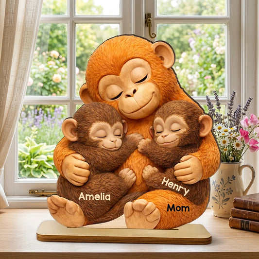 Personalized Monkey Family Figurine for Mom - Sentimental Home Decor Gift Plaque MagicInPrints