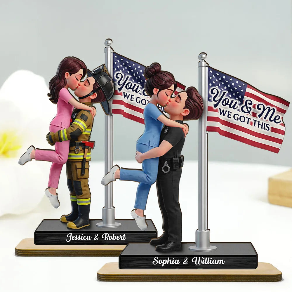 Personalized Couple Figurine for Police Officer and Nurse - Romantic Gift Plaque MagicInPrints
