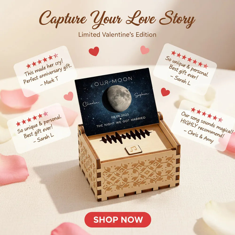 Personalized Moon Phase Music Box for Couples - Anniversary Gift Plaque MagicInPrints