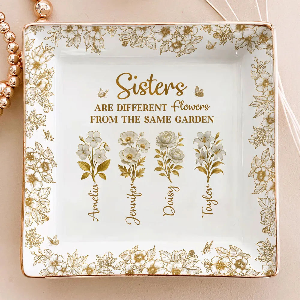 Personalized Sister Gift Plate - Floral Design for Sentimental Occasions Jewelry MagicInPrints