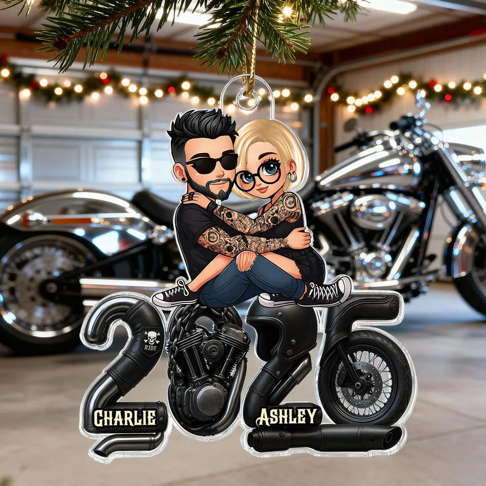 Custom Motorcycle Couple Ornament for Bikers - Personalized Gift Ornament MagicInPrints