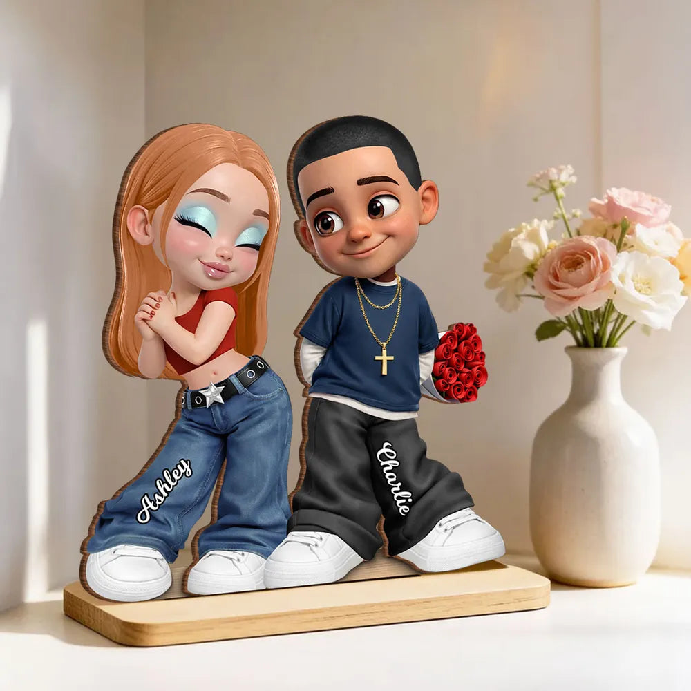 Personalized Couple Figurine Romantic Gift for Valentine's Day - Custom Names Plaque MagicInPrints