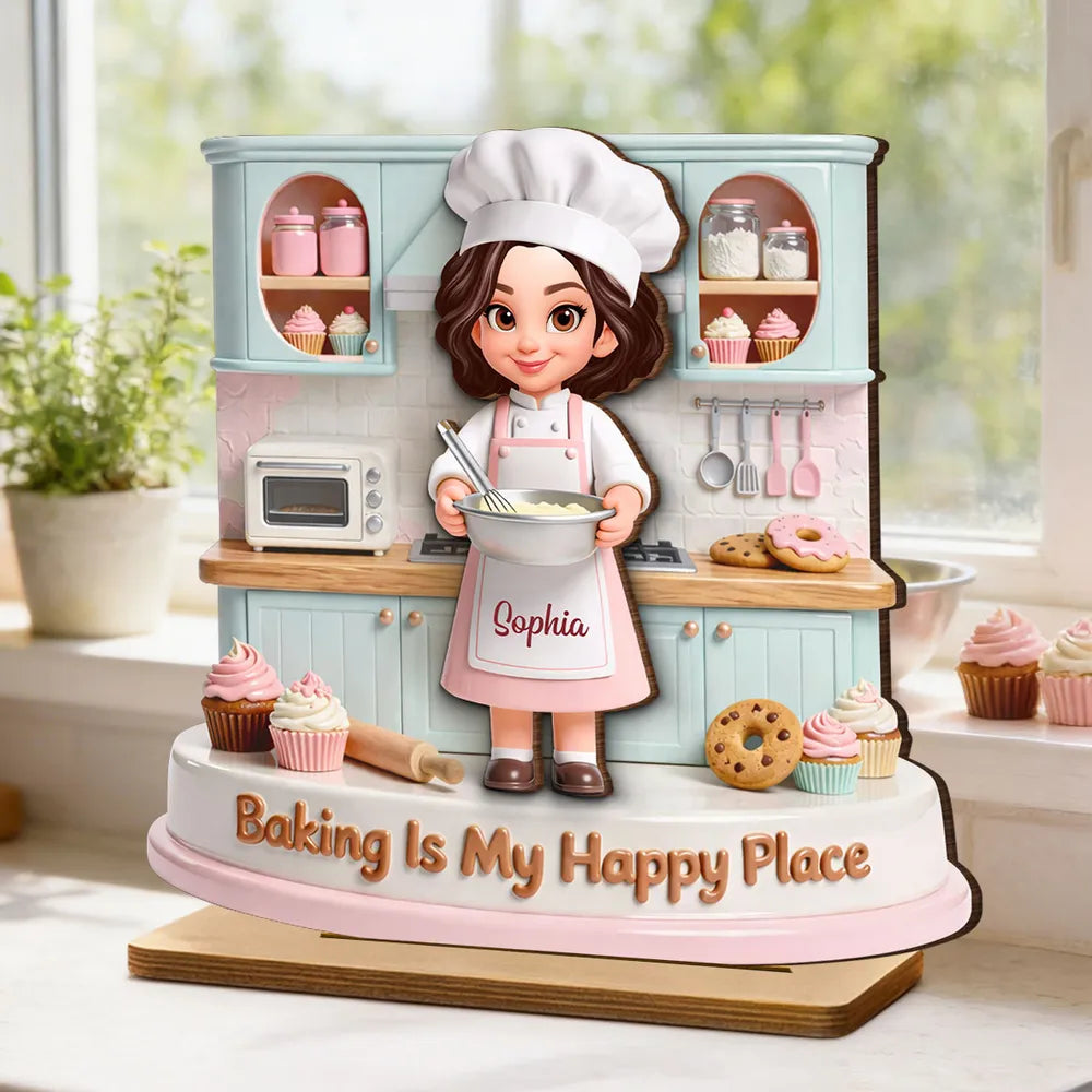 Personalized Baking Figurine for Bakers - Custom Chef Apron with Name Plaque MagicInPrints