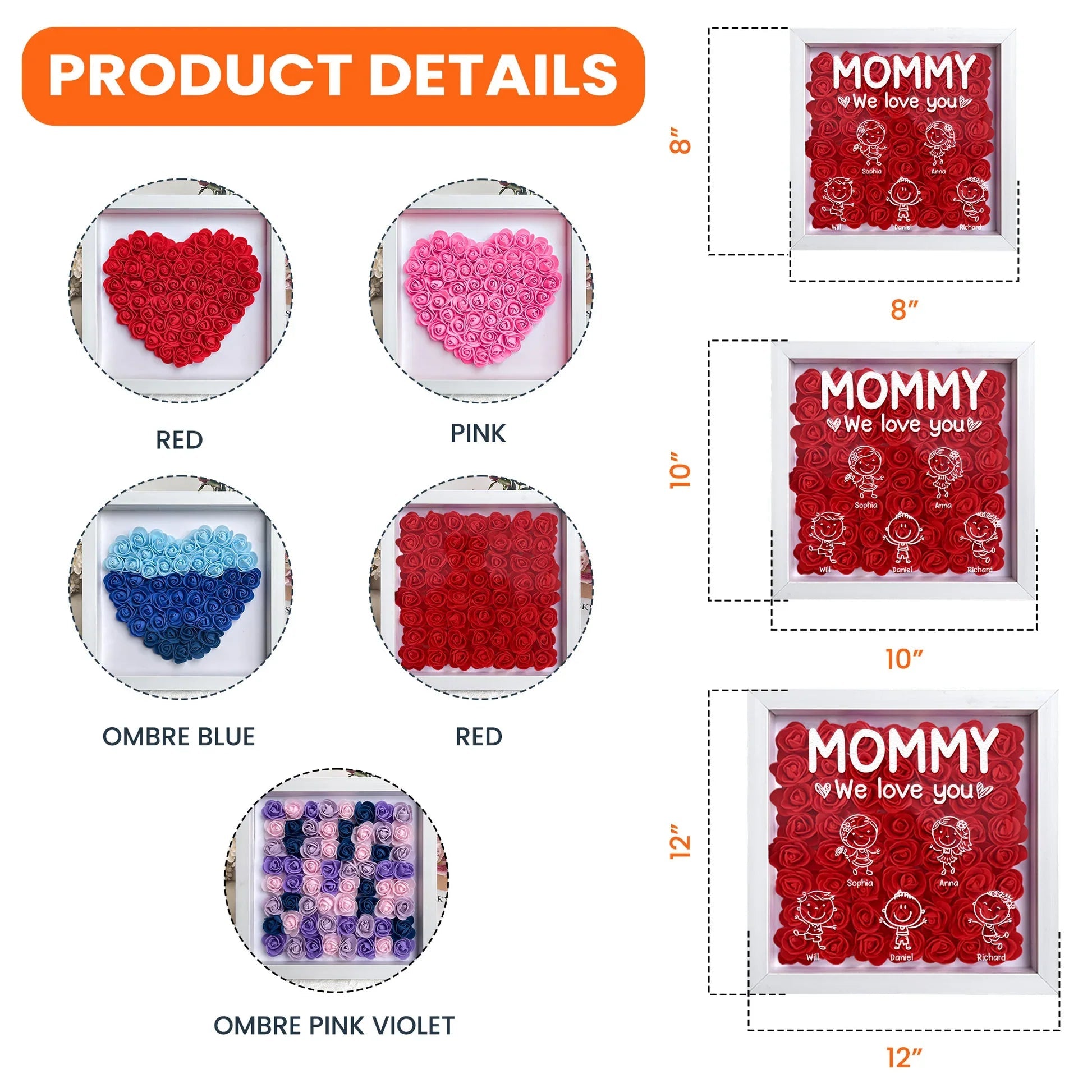 Custom LED Shadow Box for Mom with Kids' Names - Mother's Day Gift Plaque MagicInPrints