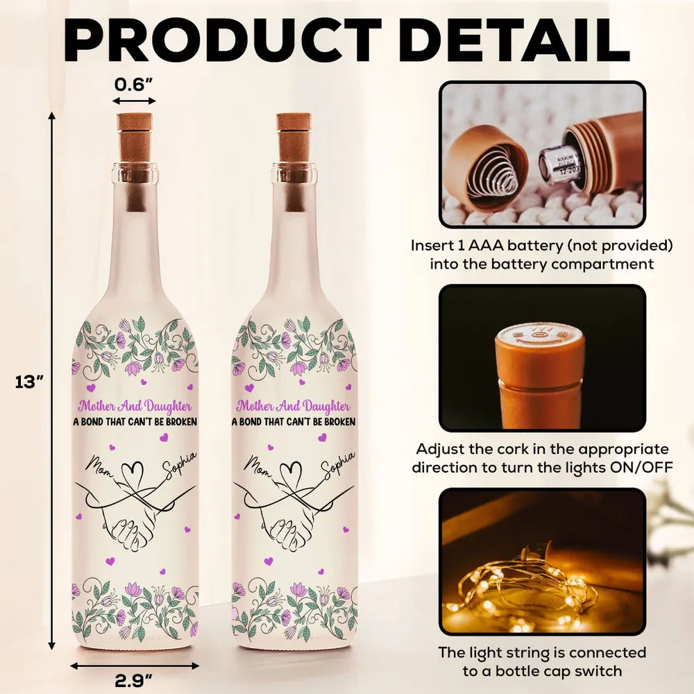 Personalized LED Wine Bottle Light for Mother and Daughter - Sentimental Gift Lamp MagicInPrints