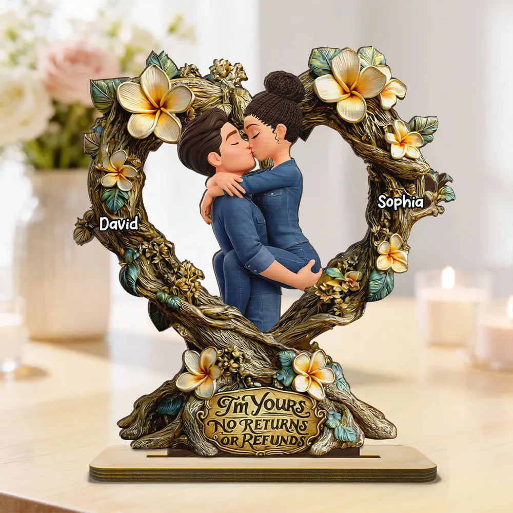 Personalized Couple Figurine Romantic Gift Heart-Shaped Sculpture - Anniversary Keepsake Plaque MagicInPrints