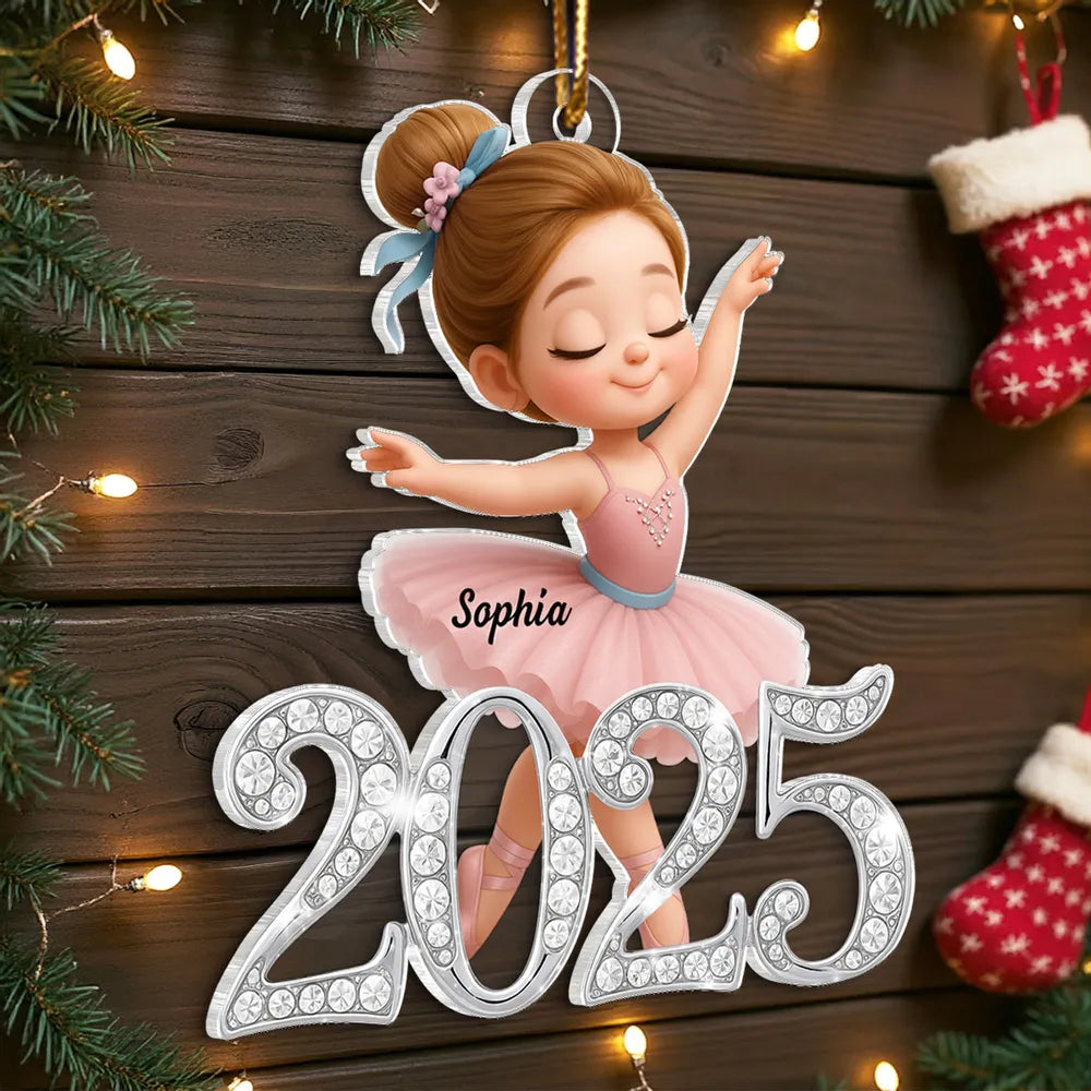Personalized Ballerina Christmas Ornament for Kids - 2025 Holiday Keepsake Ornament MagicInPrints