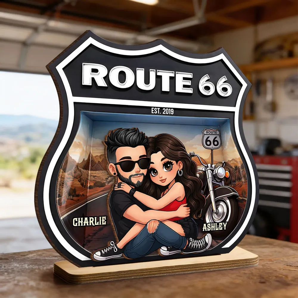 Personalized Route 66 Motorcycle Couple Sign for Bikers - Anniversary Gift Plaque MagicInPrints