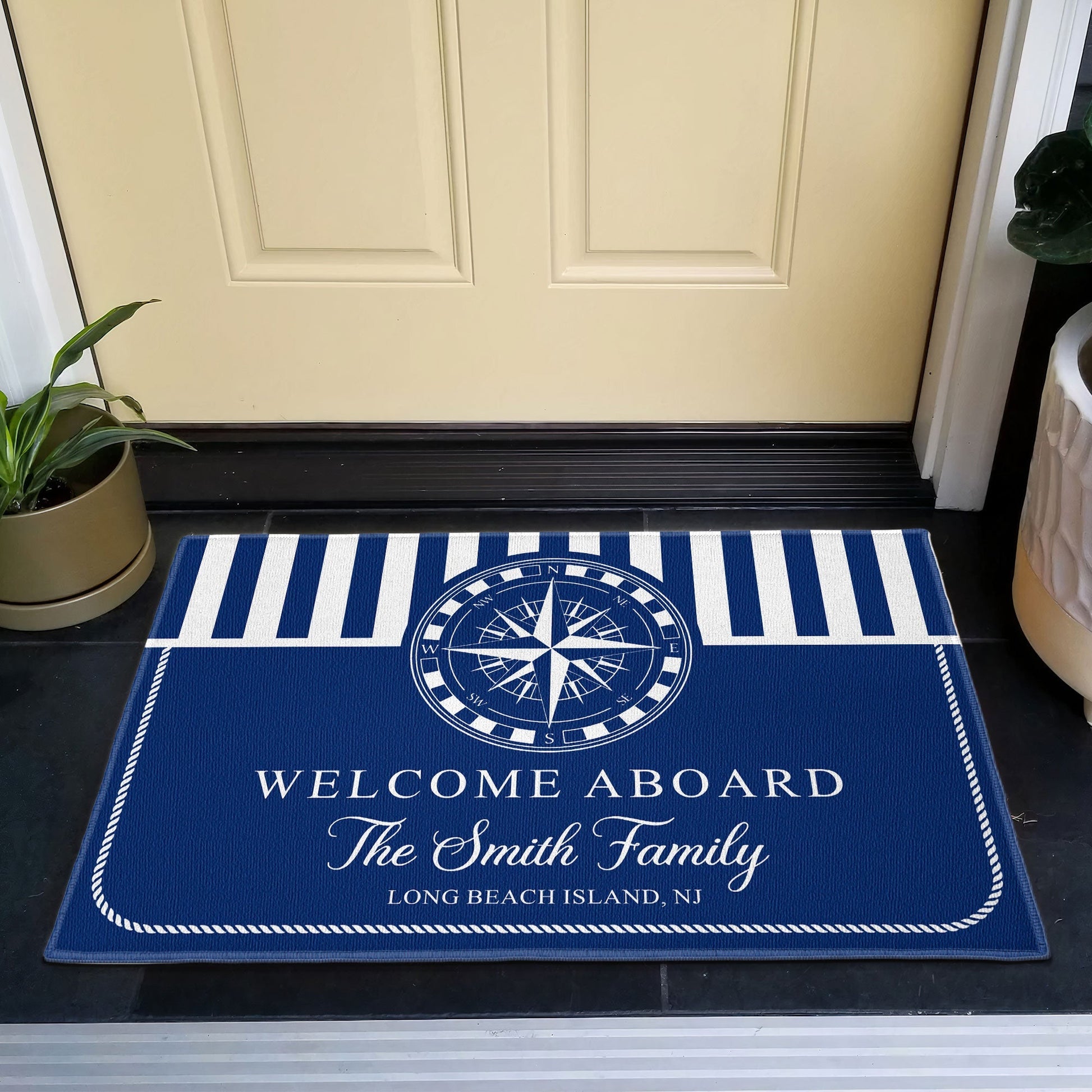 Personalized Nautical Welcome Mat for Families - Custom Entryway Decor Doormat MagicInPrints