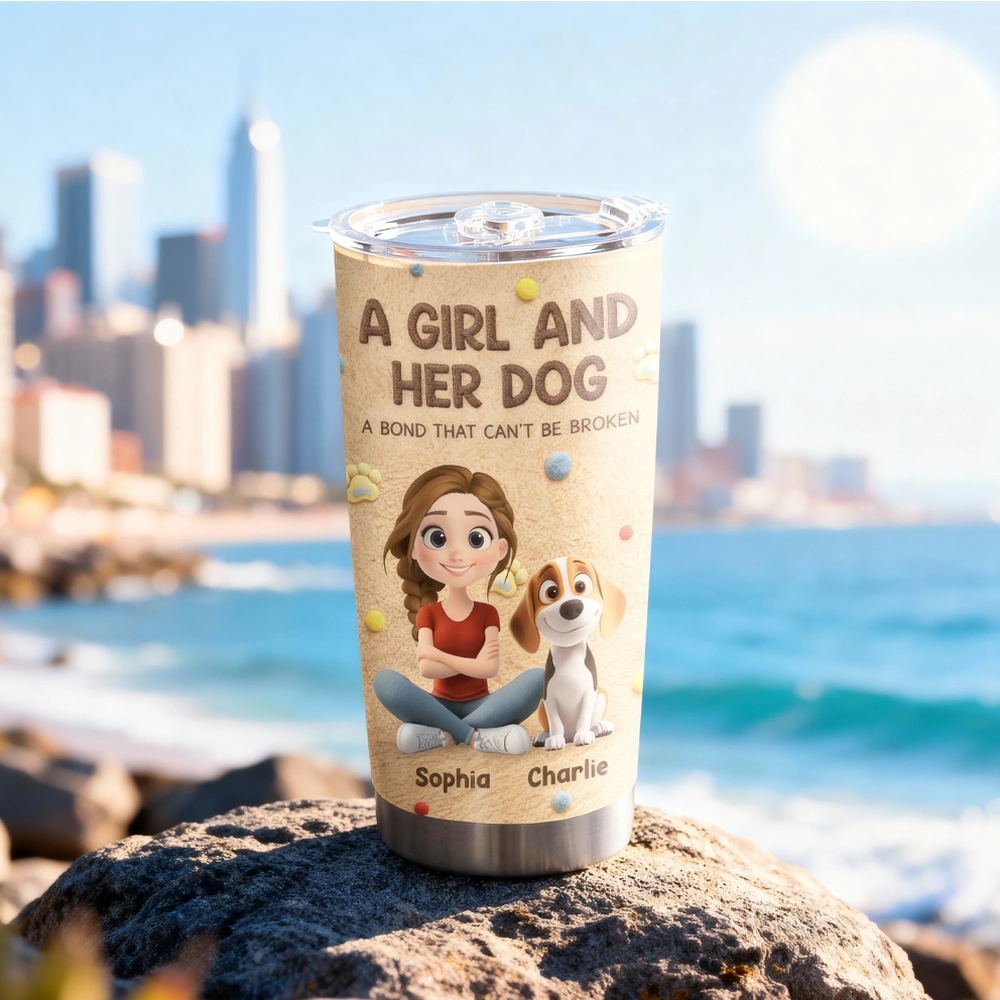 Personalized Tumbler for Dog Lovers - A Girl and Her Dog Design Cup MagicInPrints