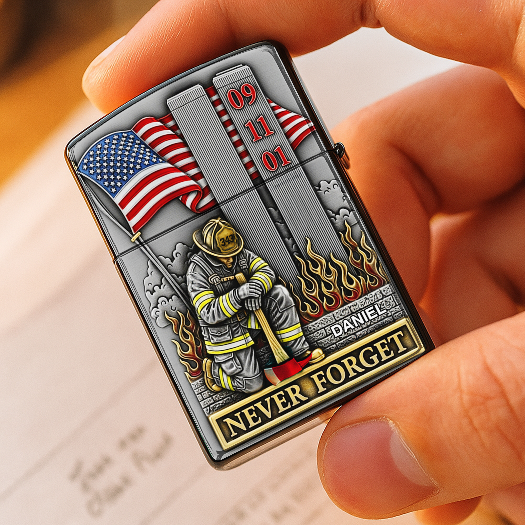 "Never Forget: A Tribute to Our Heroes" - Personalized Lighter - Custom Gift for Firefighters and Rescue Heroes Lighter MagicInPrints