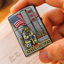 Load image into Gallery viewer, &quot;Never Forget: A Tribute to Our Heroes&quot; - Personalized Lighter - Custom Gift for Firefighters and Rescue Heroes Lighter MagicInPrints
