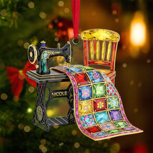 Load image into Gallery viewer, Sewing Machine Ornament - Personalized Gift for Sewing Lovers | Celebrate Creativity Ornament PopCulturePrints
