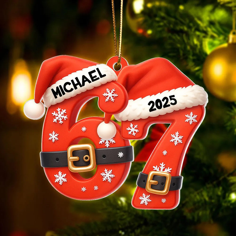 Personalized Christmas Ornament for Kids - Santa Hat Design with Year 2025 Ornament MagicInPrints