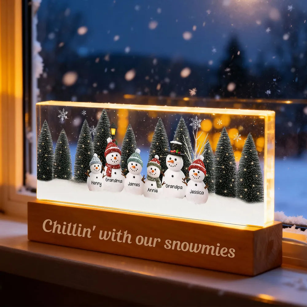 Personalized Snowman Family LED Light for Home Decor - Christmas Gift Plaque MagicInPrints