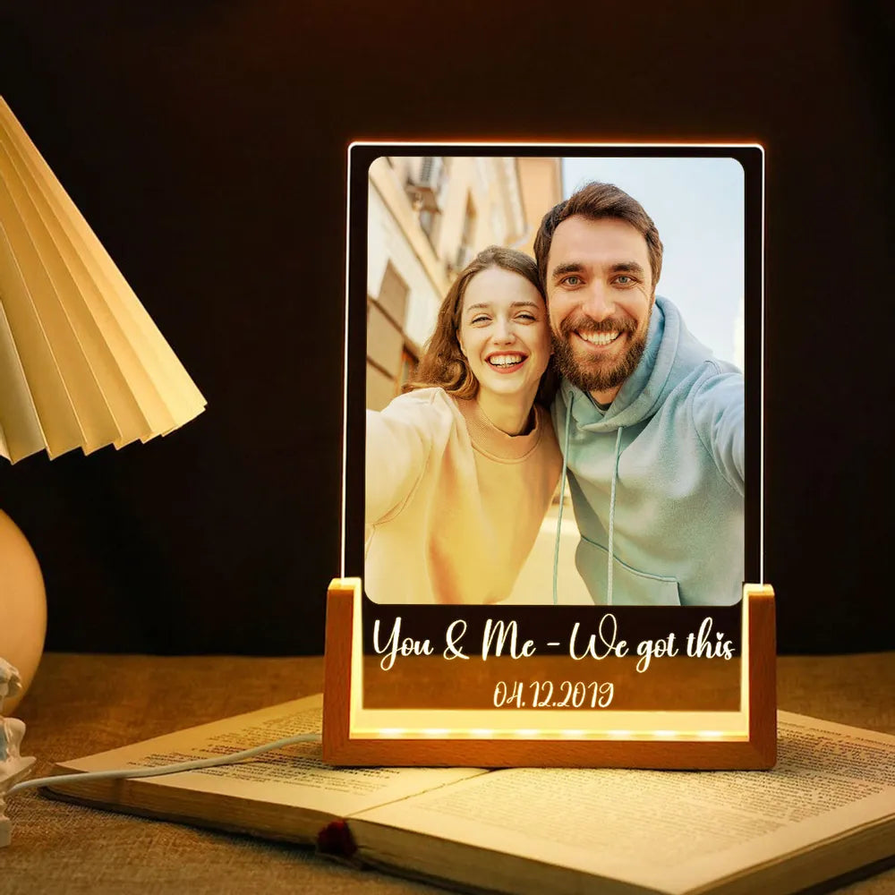 Personalized LED Photo Frame for Couples - Romantic Gift Plaque MagicInPrints