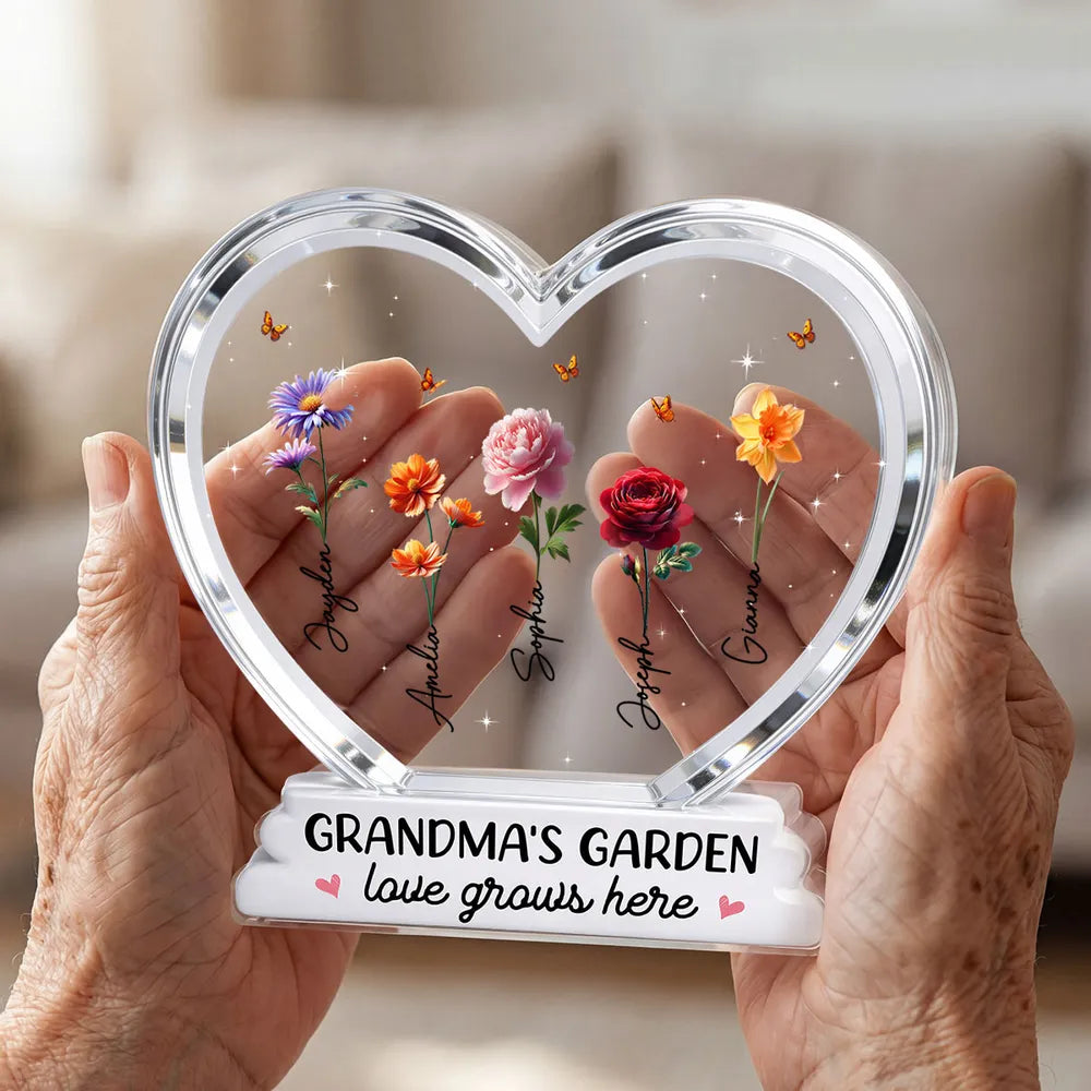 Personalized Heart-Shaped Acrylic Plaque for Grandma's Garden - Sentimental Gift Plaque MagicInPrints