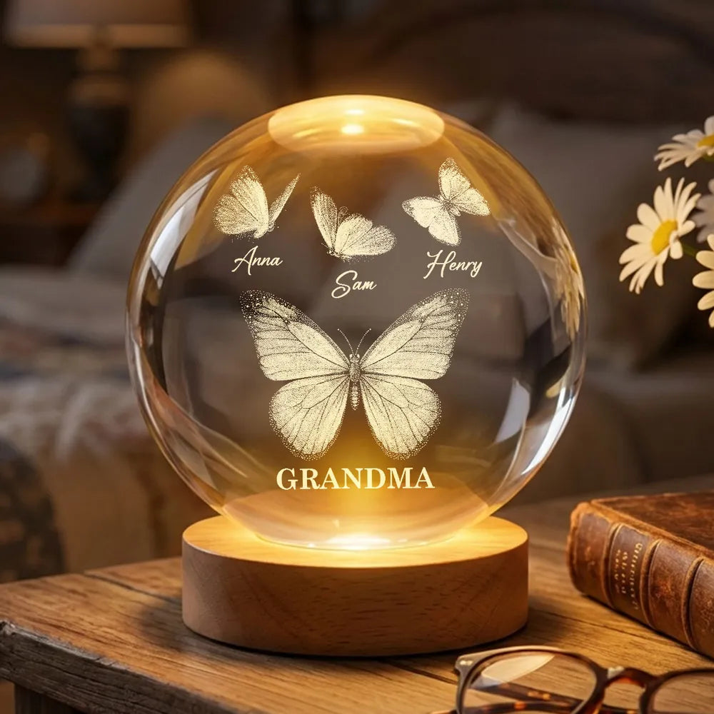 Personalized Butterfly Night Light for Grandma - Custom Family Names Gift Lamp MagicInPrints