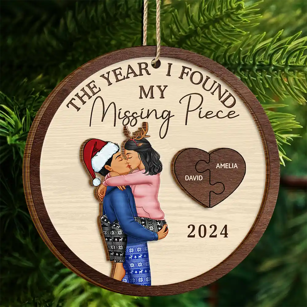 Personalized Couple Ornament for Partners with Puzzle Heart Design - Romantic Keepsake for 2025 Ornament MagicInPrints