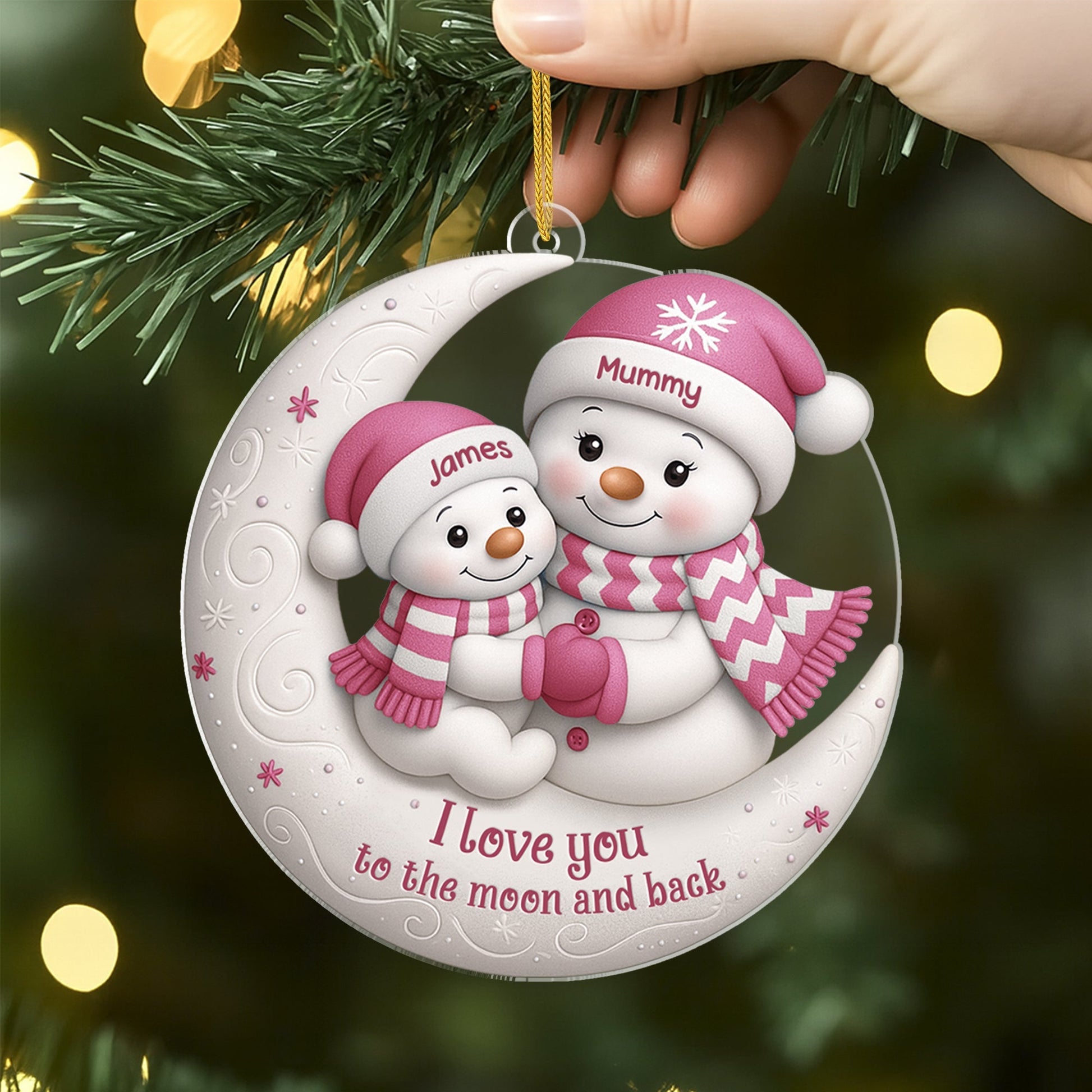 Personalized Christmas Ornament for Family - Snowman Design with Names - Holiday Gift Ornament MagicInPrints