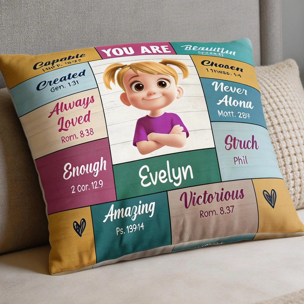 Personalized Inspirational Kids Pillow for Girls - Encouraging Christian Quotes Pillow MagicInPrints