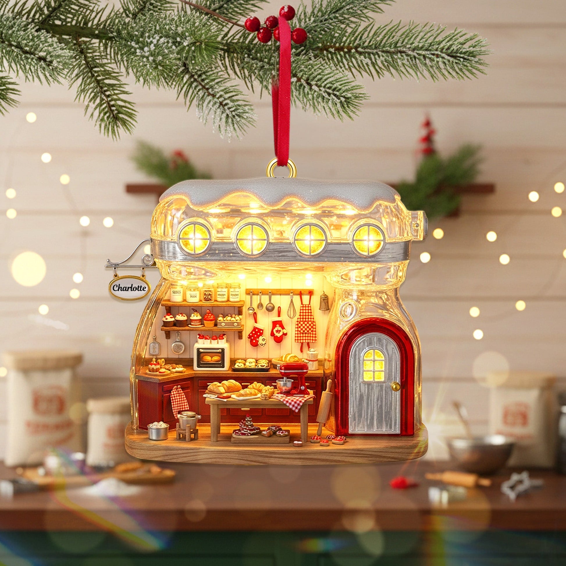 Baking Dreams Come True - Cozy House Acrylic Ornament, Customizable Gift for Baking Lovers Ornament MagicInPrints