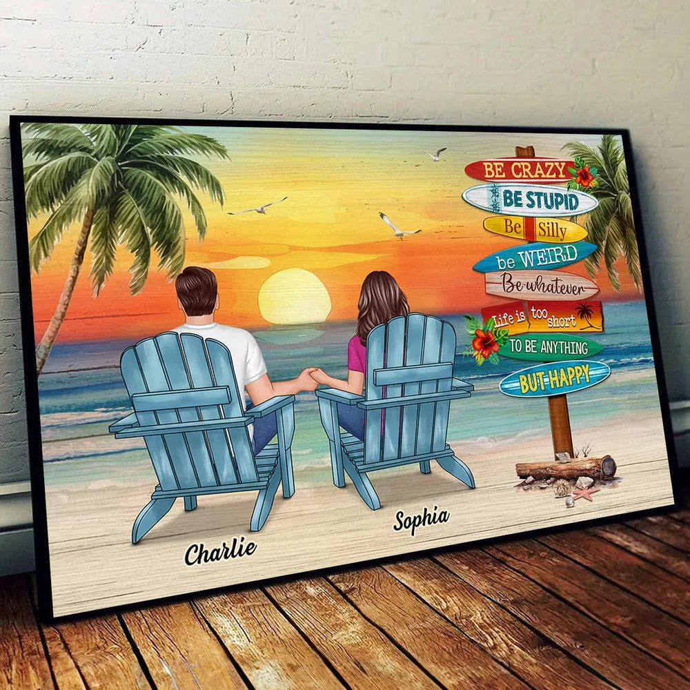 Personalized Couple Beach Sunset Canvas Art - Romantic Home Decor Poster or Canvas MagicInPrints