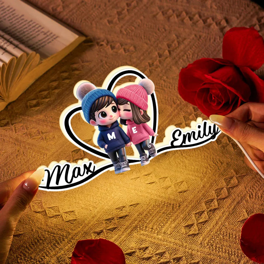Personalized Couple Figurine LED Lamp for Romantic Home Decor - Perfect Valentine's Gift Plaque MagicInPrints