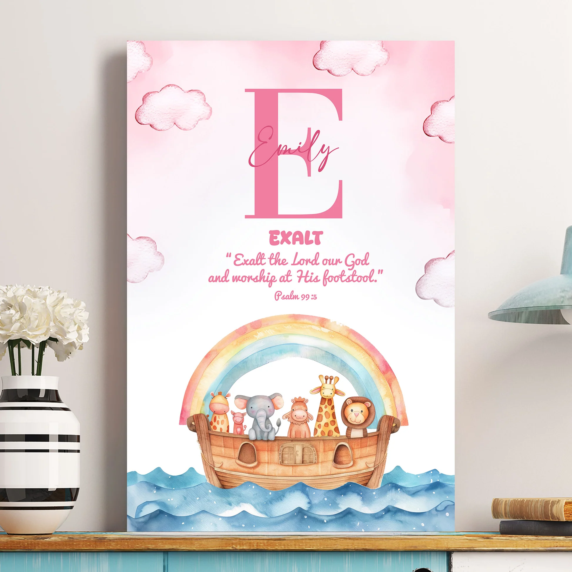 Personalized Noah's Ark Nursery Wall Art for Kids - Religious Decor Poster or Canvas MagicInPrints