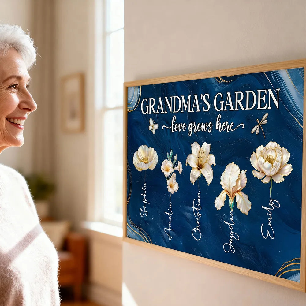 Personalized Canvas Art for Grandma - Floral Design with Names - Sentimental Gift for Mother's Day Poster or Canvas MagicInPrints