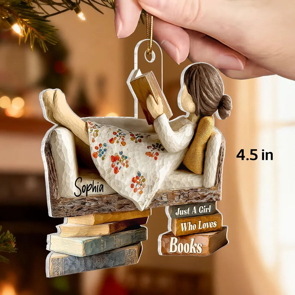 Personalized Girl Reading Ornament for Book Lovers - Christmas Gift Ornament MagicInPrints