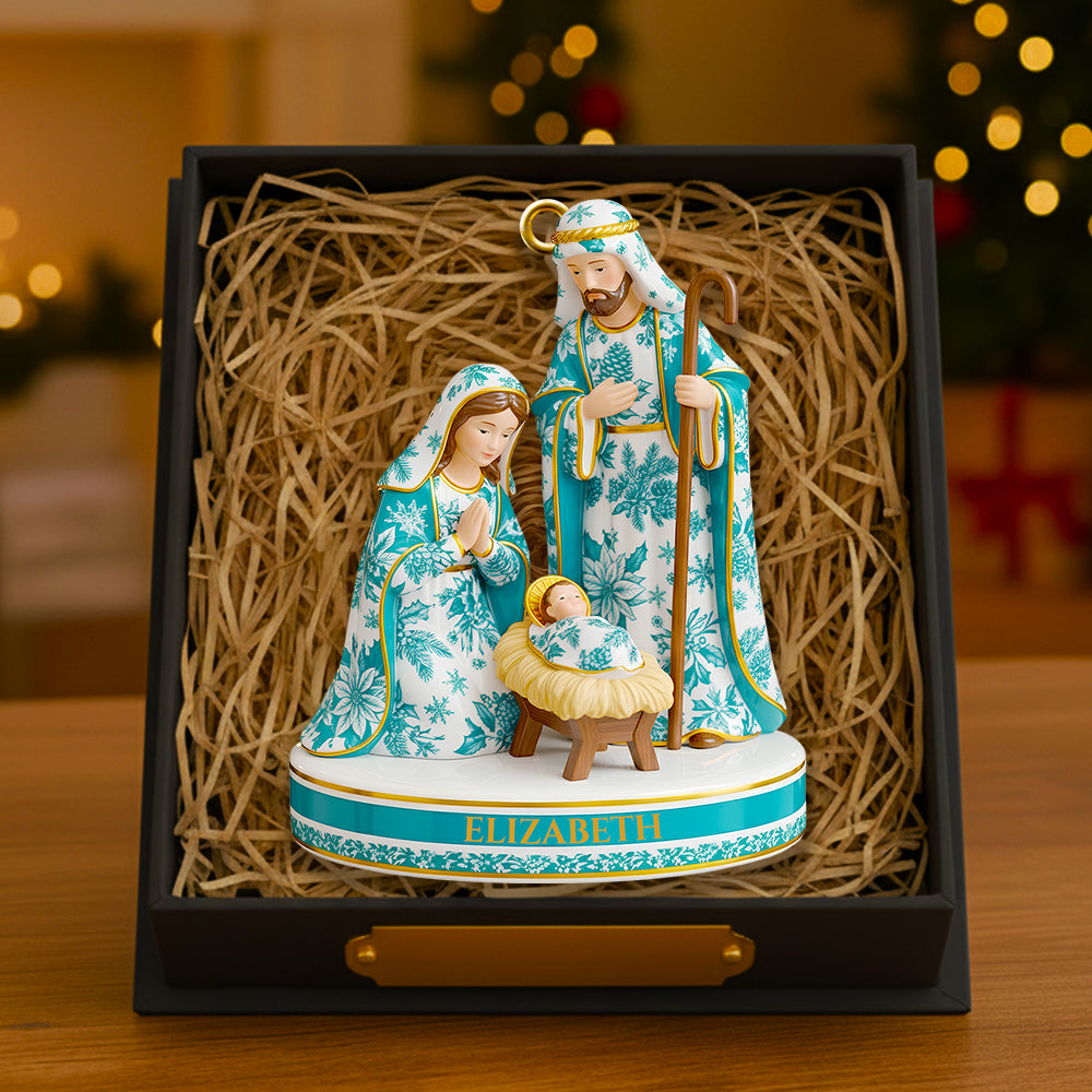 "Embrace the Spirit of Christmas - Toile de Jouy Nativity Ornament, Personalized Gift for Believers" Ornament MagicInPrints