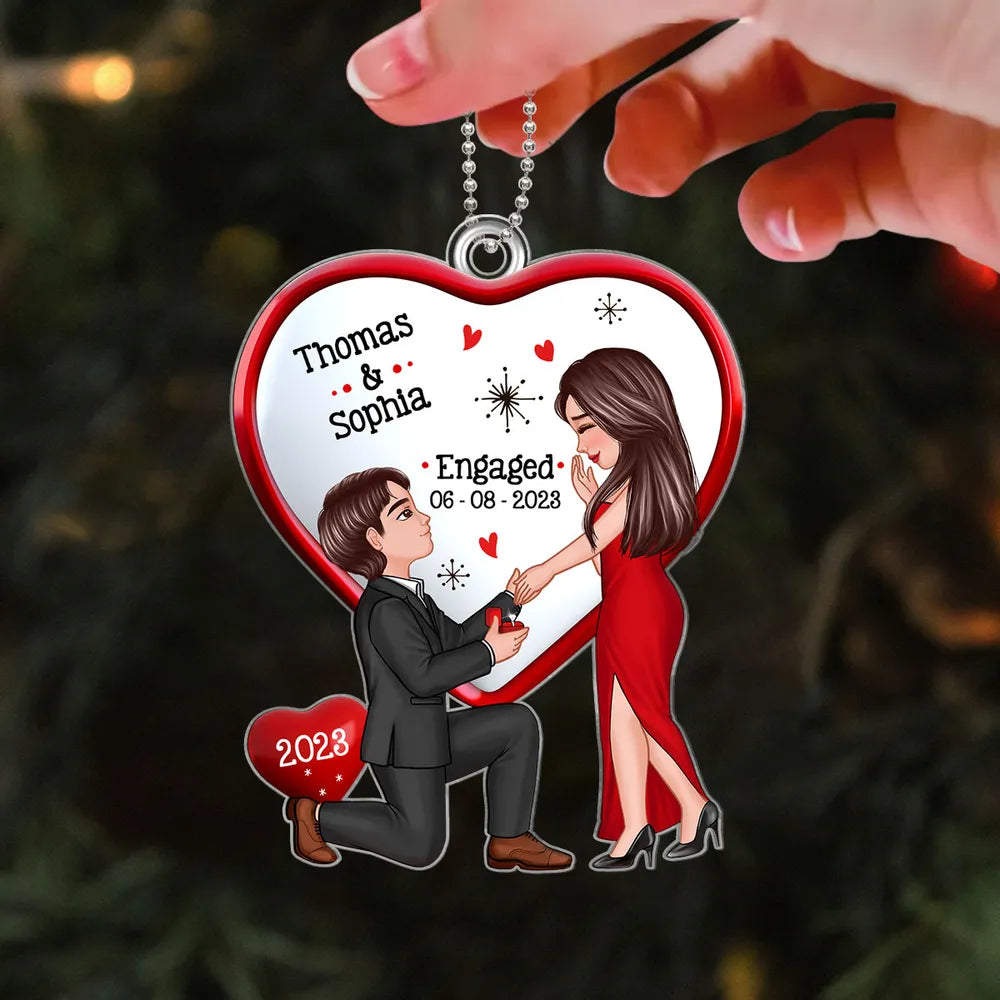 Personalized Engagement Ornament for Couples - Romantic Keepsake Gift Ornament MagicInPrints