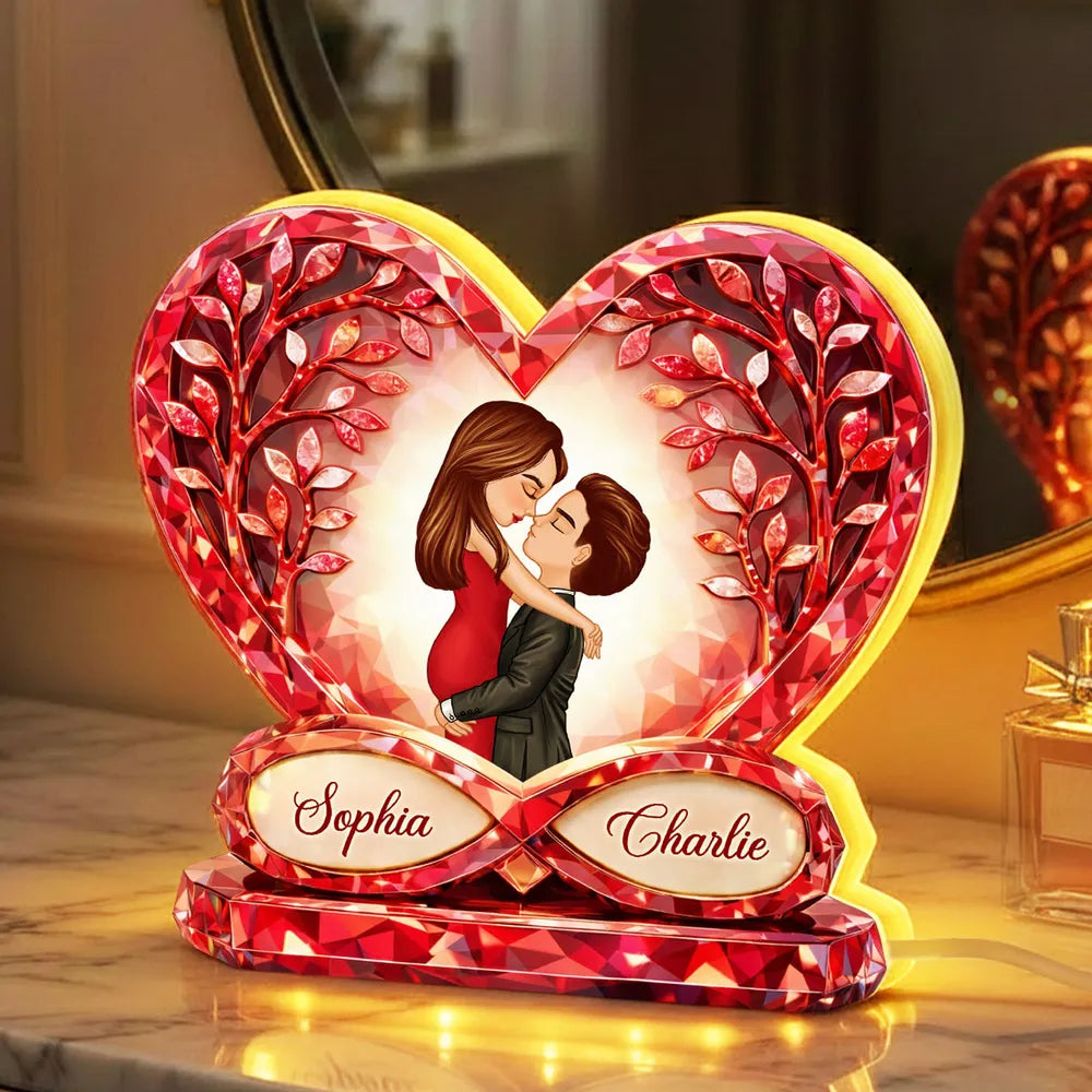 Personalized Heart-Shaped LED Lamp for Couples with Romantic Design - Anniversary Gift Plaque MagicInPrints