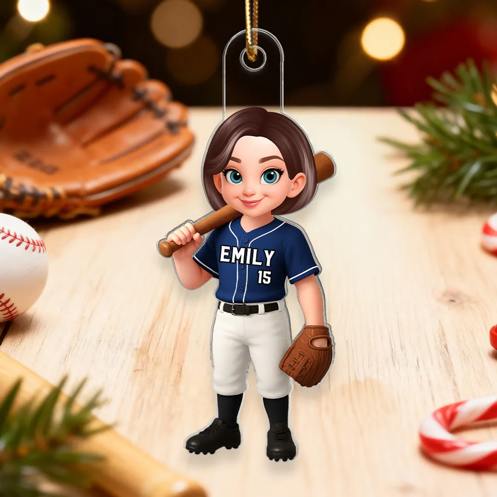 Custom Baseball Player Ornament for Kids - Personalized Christmas Decor Ornament MagicInPrints