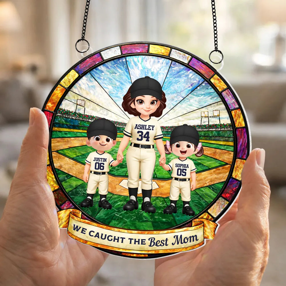 Personalized Baseball Family Stained Glass Ornament - Mother's Day Gift Ornament MagicInPrints