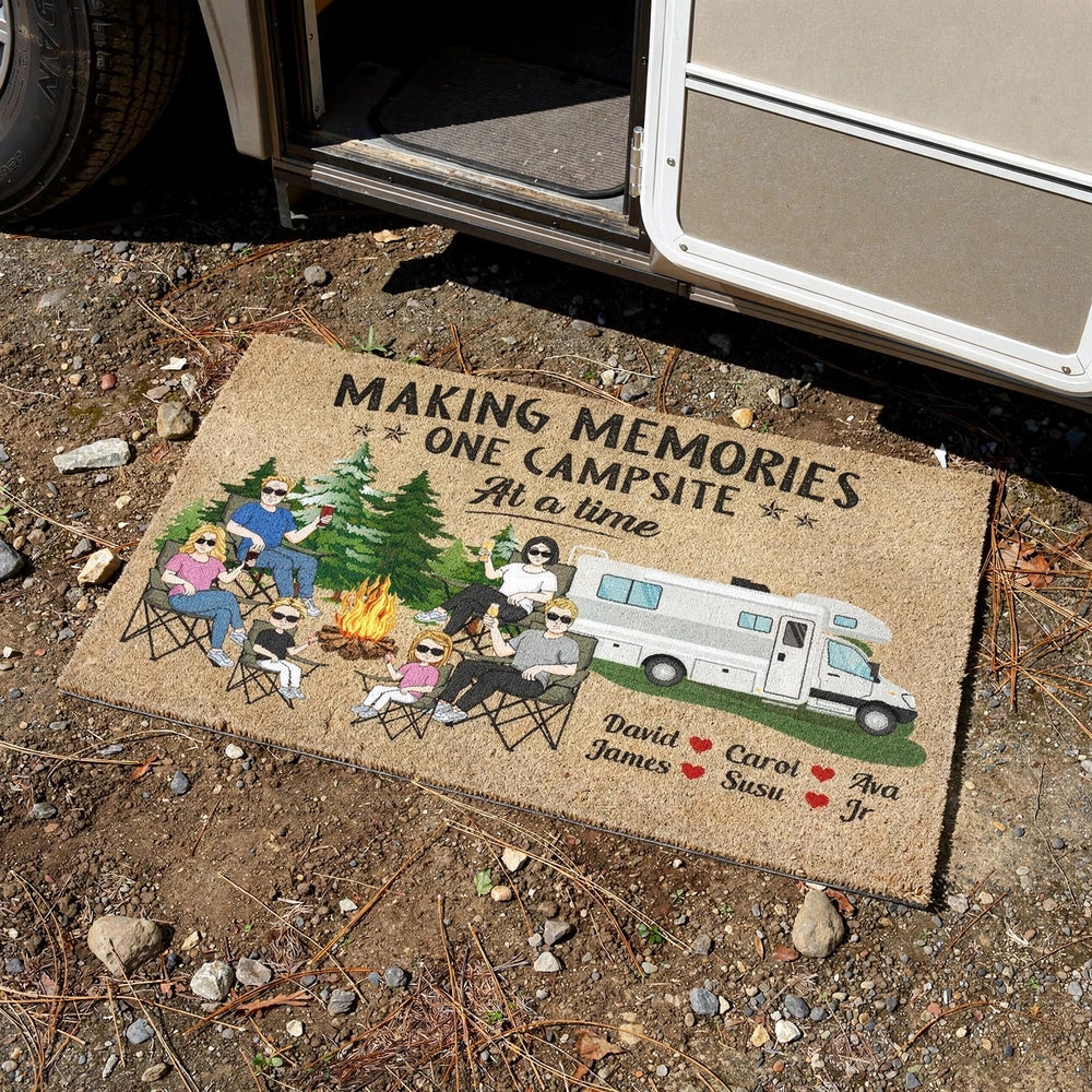 Personalized Camping Doormat for Families - Making Memories at Campsite Doormat MagicInPrints