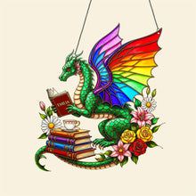 Load image into Gallery viewer, &quot;Let Your Imagination Soar&quot; - Book Dragon Suncatcher - Personalized Gift for Book Lovers Ornament MagicInPrints
