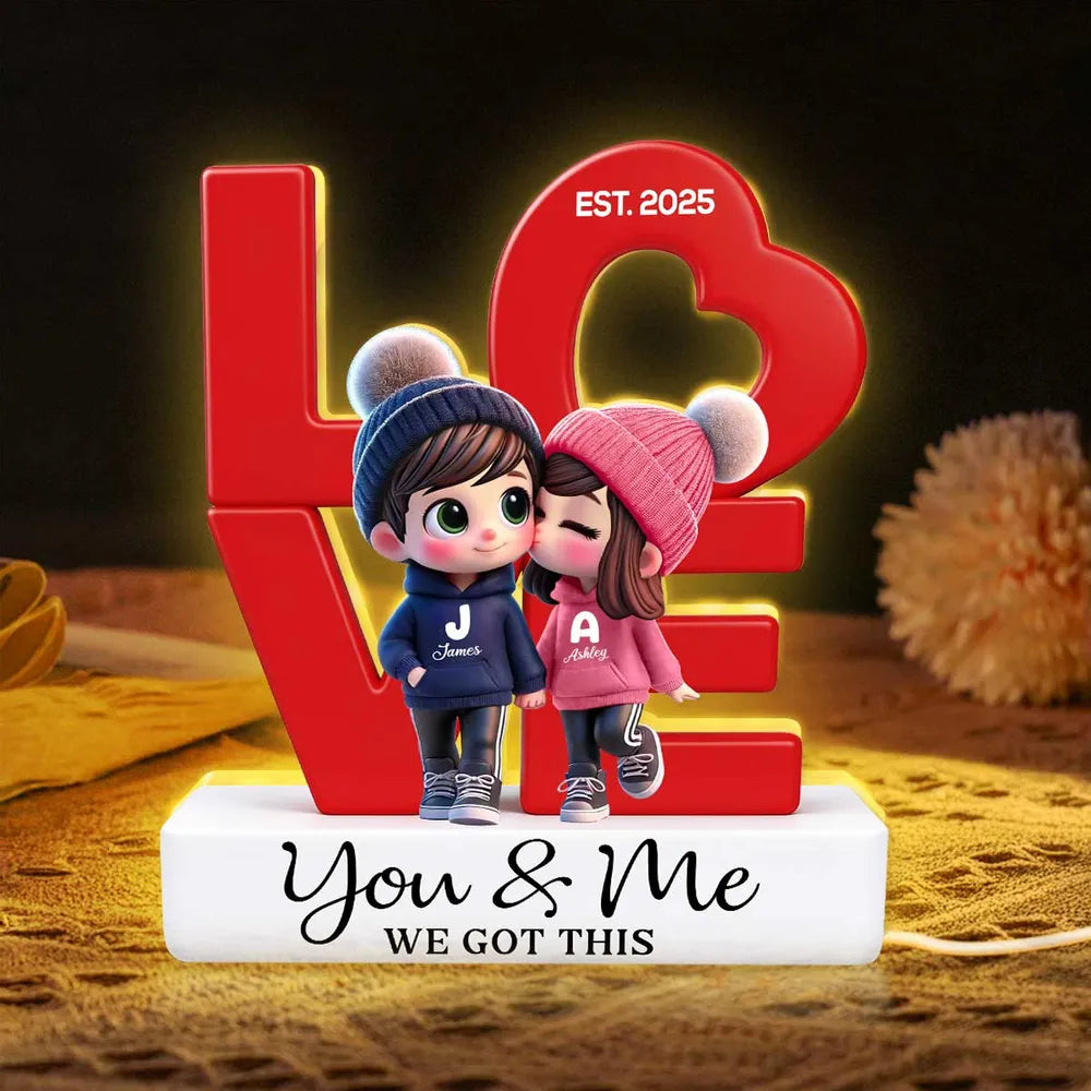 Personalized Couple Figurine Night Light for Lovers - Anniversary Gift Plaque MagicInPrints