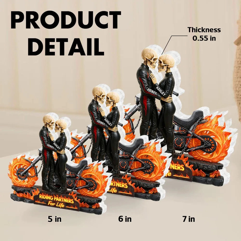 Personalized Skeleton Couple Figurine for Bikers - Romantic Gift Plaque MagicInPrints