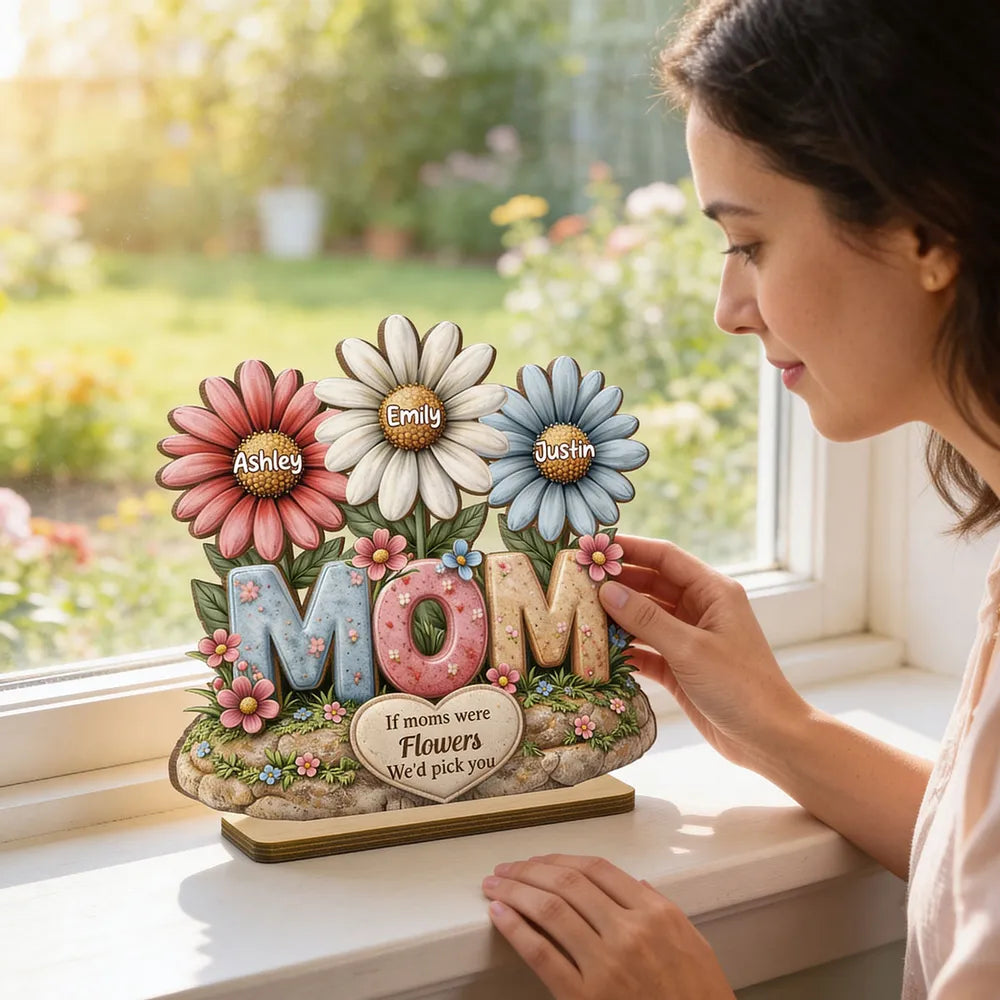 Personalized Floral Mom Plaque for Mother's Day - Custom Names and Heartfelt Message Plaque MagicInPrints