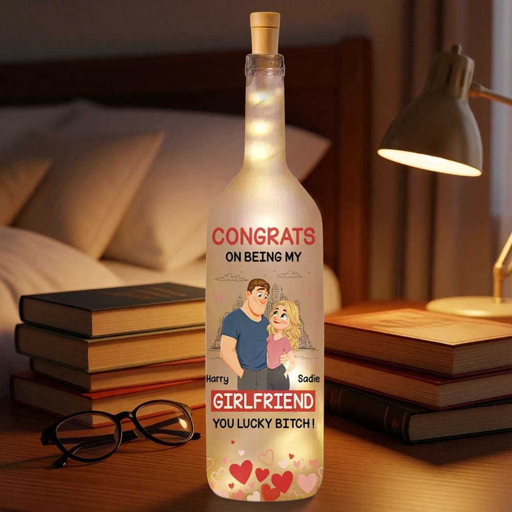 Personalized LED Bottle Lamp for Girlfriend - Romantic Gift for Anniversary Lamp MagicInPrints