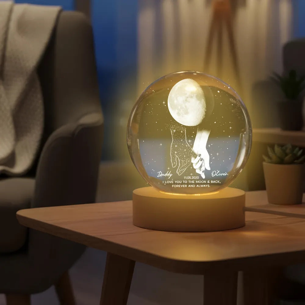 Personalized LED Moon Lamp for Dad and Child - Sentimental Gift Lamp MagicInPrints