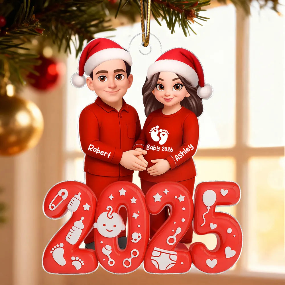 Personalized Couple Christmas Ornament for Expecting Parents - 2025 Holiday Keepsake Ornament MagicInPrints