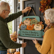 Load image into Gallery viewer, Personalized Wooden Pumpkin Truck Sign Gift for Grandparents

