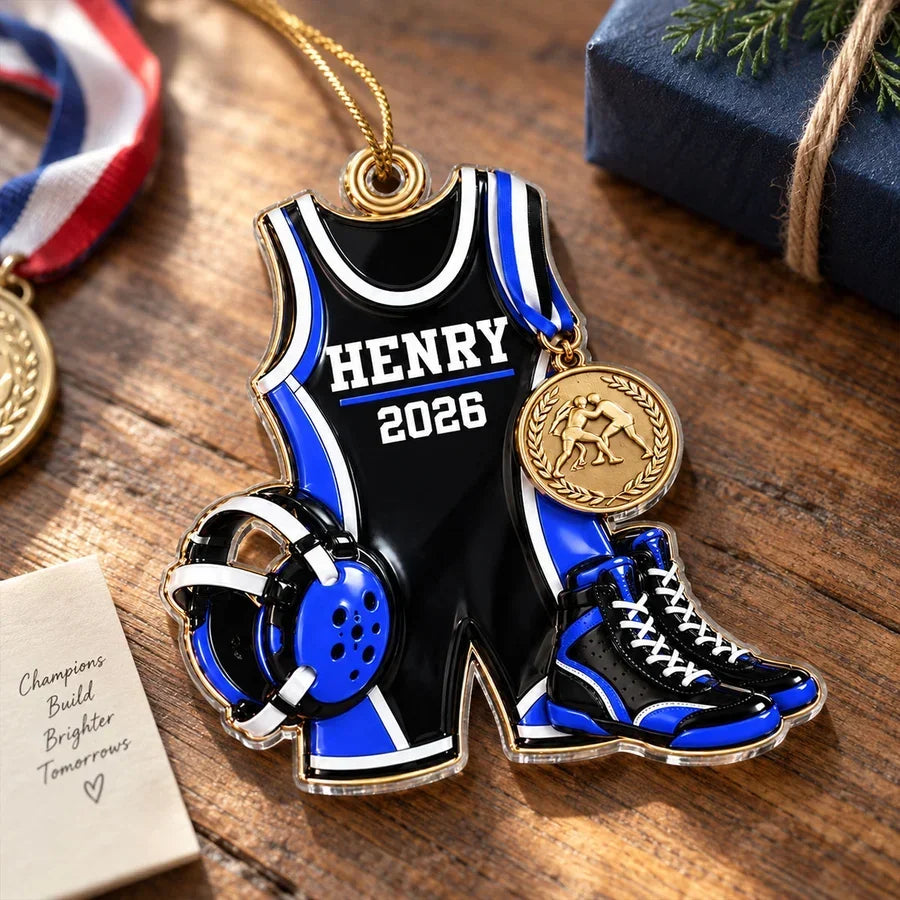 Personalized Wrestling Acrylic Ornament Gift for Son Christmas