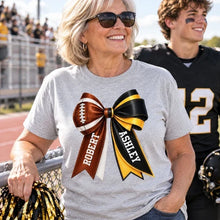 Load image into Gallery viewer, Personalized Classic Tee with Football Cheer Bow Gift for Fans
