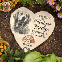 Load image into Gallery viewer, Personalized Pet Memorial Heart Stone Custom Dog Portrait Gift
