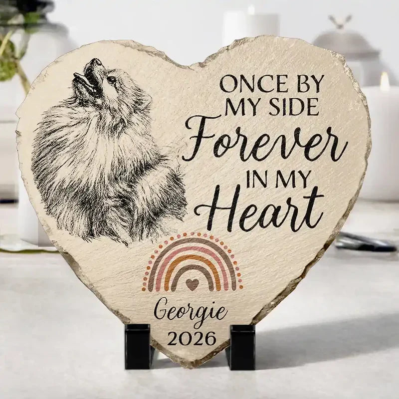 Personalized Pet Memorial Heart Stone Custom Dog Portrait Gift
